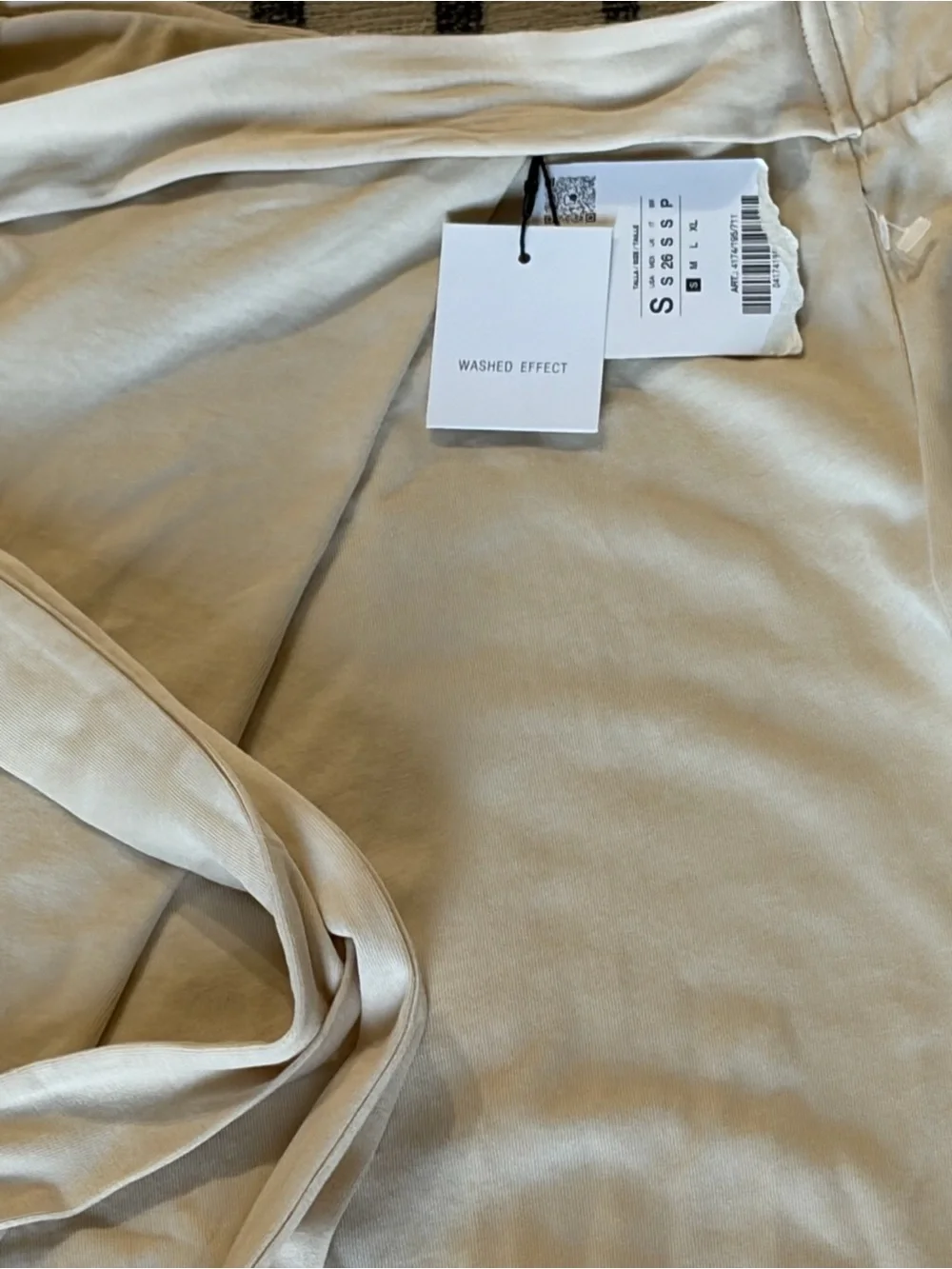 NWT Zara S Beige Sarong Wrap Trousers Asymmetrical Tie Waist